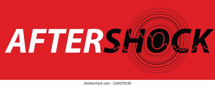 Aftershock Logo On Red Background. Earthquake Vector Illustration.