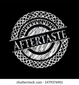 Aftertaste on chalkboard. Vector Illustration. Detailed.