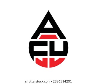 AFU letter water drop shape logo design. AFU drop logo simple design