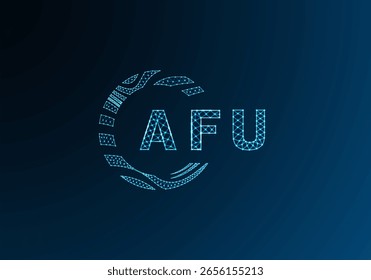 AFU low poly letter logo vector design. AFU lower poly logo design. AFU unique low poly logo design.