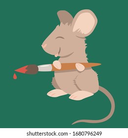 Afunny little mouse, caught while painting something nice.