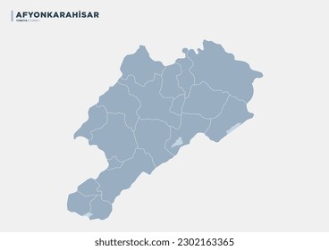 Afyonkarahisar province of Turkey, province map.