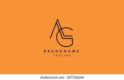 Letra inicial del alfabeto AG Ilustración vectorial del logotipo del icono del monograma