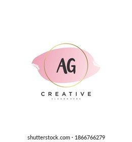 AG Beauty vector initial logo, handwriting logo art design of initial signature, wedding, fashion, jewerly, boutique, floral and botanical with creative template for any company or business.