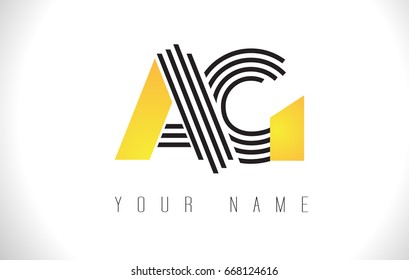 AG Black Lines Letter Logo. Creative Line Letters Design Vector Template.