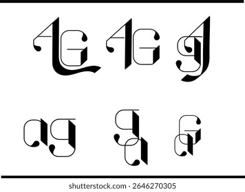 Logotipo de caligrafía AG: diseño de emblema de monograma entrelazado elegante A y G