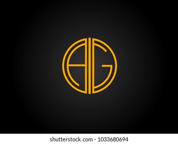 AG Circle Shape golden yellow Letter logo Design