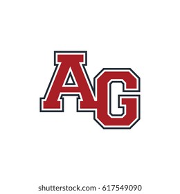 ag combination of uppercase initials red black logo