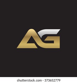 AG Company Linked Letter Logo Golden Silver Black Background