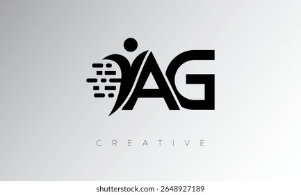 AG Creative Digital Monogram Logo – Futuristic Letter mark Design Featuring Human Shape, Pixel Motion and Minimal Tech Style for Innovative Branding Identity