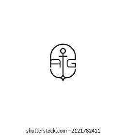 AG creative letter logo design in anchor concept with high quality professional design that will print well across any print media