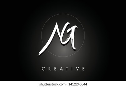 AG A G Brushed Vector Letter Logo Design with Creative Modern Brush Lettering Texture and Hexagonal Shape. Brush Letters Design Logo Vector Illustration.