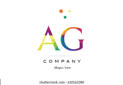 ag a g  creative rainbow colors colored alphabet company letter logo design vector icon template