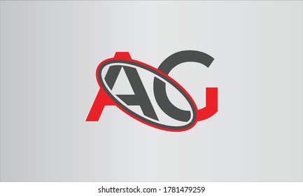 AG, A G, elegant logo template in Red and Grey color, vector file .eps 10.