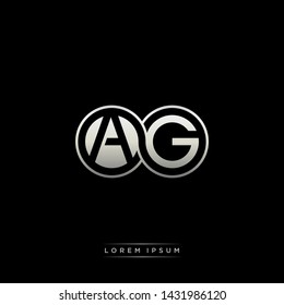 AG A G initial letter linked circle capital monogram logo modern template silver color edition