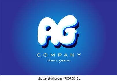 AG A G letter logo combination alphabet vector creative company icon design template modern blue white 3d