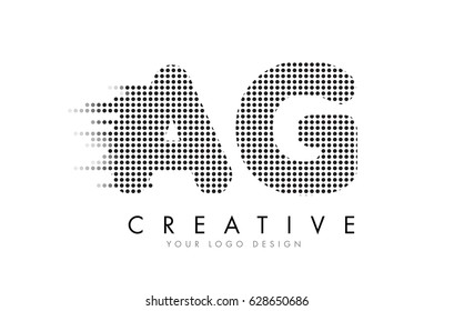 AG A G Letter Logo Design with Black Dots and Bubble Trails.