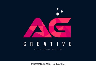 AG A G Purple Letter Logo Design with Low Poly Pink Triangles Concept