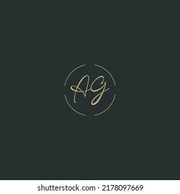 ag ga a g uppercase Circular Cursive Letter Initial Logo Design Template Vector Illustration