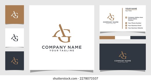 AG o GA, vector de diseño de logotipo de letra inicial con diseño de tarjeta de visita