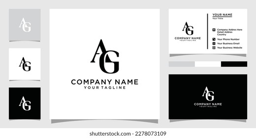 AG or GA initial letter logo design vector with business card design