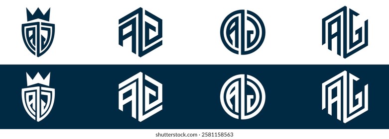 AG GA letter logo set design
