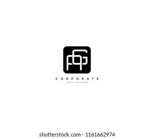 AG GA letter square linked monogram logo design