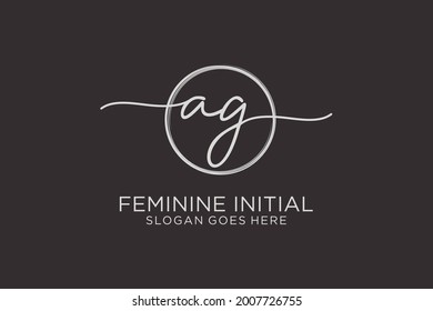 AG handwriting logo with circle template vector logo of initial signature, wedding, fashion, floral and botanical with creative template.