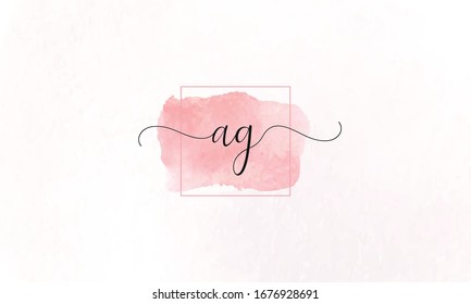 Ag Initial Beautiful Signature Letter Logo with Leaf. Signature, handwriting, Script, fashion, photography, boutique, wedding, jewelry, botanical, floral creative Vector logo Design template
