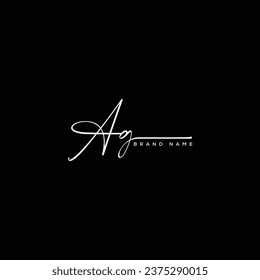 AG Initial  beauty letter  handwriting vector logo. 
