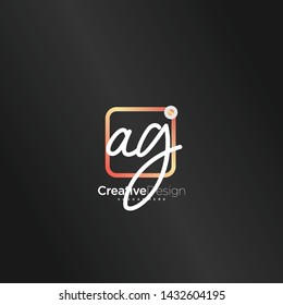 AG initial handwriting with color logo icon template vector.