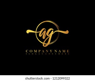 AG initial handwriting logo circle template vector