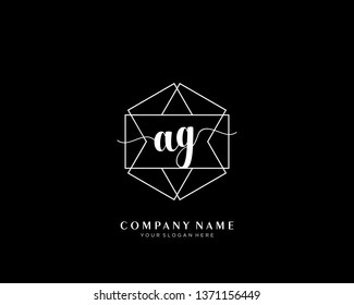 AG initial handwriting logo geometric template vector
