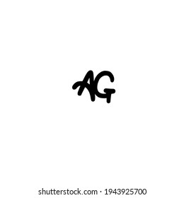 Logo de escritura manual inicial de AG para identidad