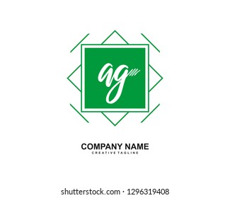 AG Initial Handwriting Logo Template Vector