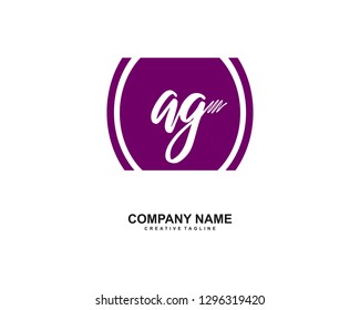 AG Initial Handwriting Logo Template Vector