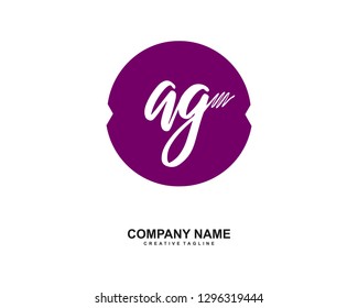 AG Initial Handwriting Logo Template Vector