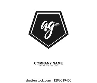 AG Initial Handwriting Logo Template Vector