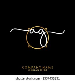 AG Initial handwriting logo template