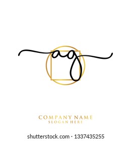 AG Initial handwriting logo template