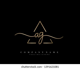 AG initial handwriting logo template vector
