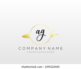 AG Initial handwriting logo template vector.