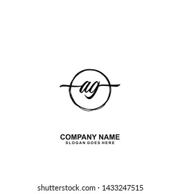 AG Initial handwriting logo template vector