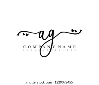 AG Initial handwriting logo vector
