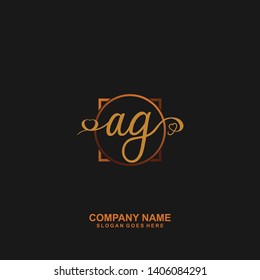 AG Initial handwriting logo vector