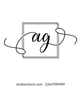 AG Initial handwriting minimalist logo Design