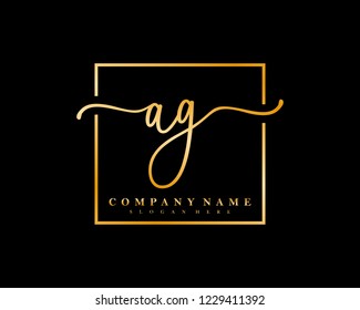 AG Vector de logotipo minimalista cuadrado de escritura a mano inicial
