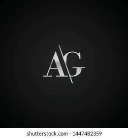 AG initial letter elegant Logo template vector creative business wedding invitation black and silver color based