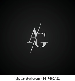 AG initial letter elegant Logo template vector creative business wedding invitation black and silver color based