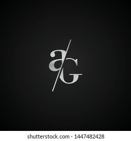 AG initial letter elegant Logo template vector creative business wedding invitation black and silver color based